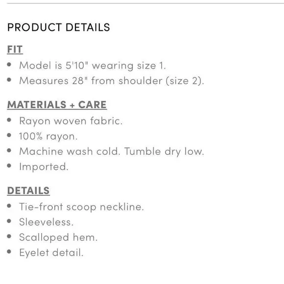 Torrid Ivory Eyelet Tie Front Sleeveless Tank Sz 2X - Picture 7 of 8